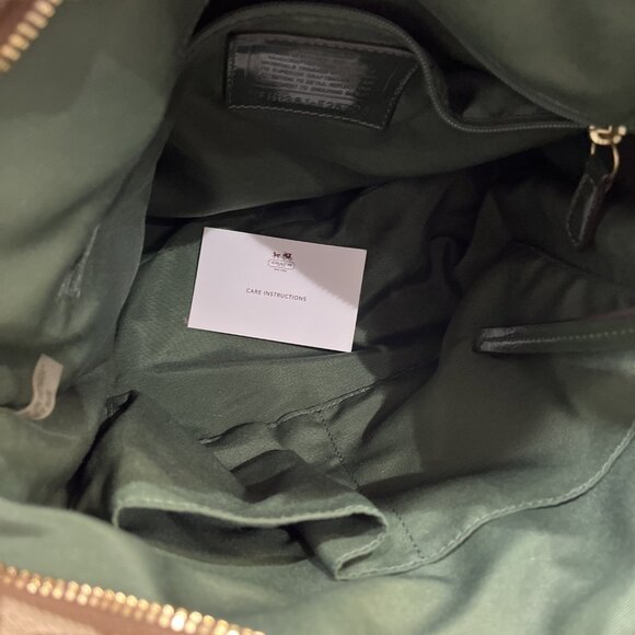 Coach Purse Signature Jacquard North South Green Python Deep Khaki Shoulder Bag - Picture 14 of 16